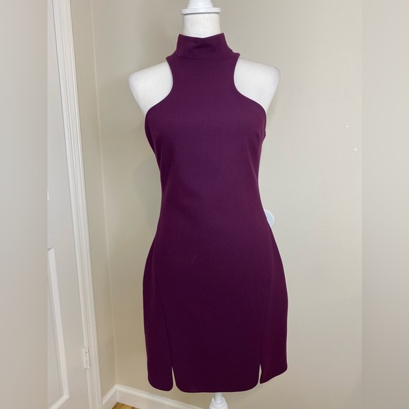 Cinq à Sept Jax Cutout Burgundy Mock Neck Bodycon Dress ASO Isabelle Lightwood 6 - Picture 7 of 16